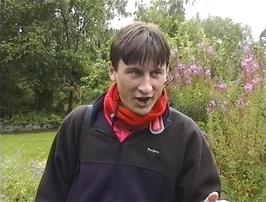 Tao tries Sage from the herb garden at the Centre for Alternative Technology, Machynlleth